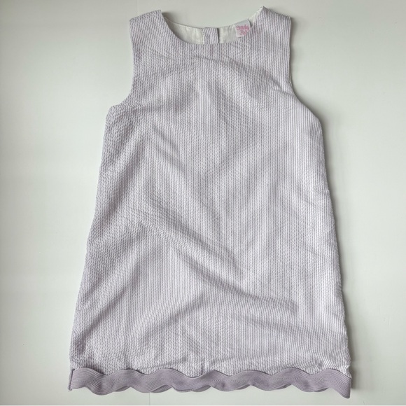 Stitchy Fish Rebecca Ric Rac Purple Seersucker Dress Girls Size 6 - Picture 2 of 5